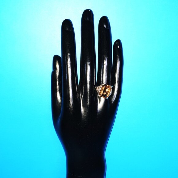 One-of-a-Kind Vintage Art Deco Smoky Quartz 925 Sterling Silver Cocktail Ring - Picture 10 of 15